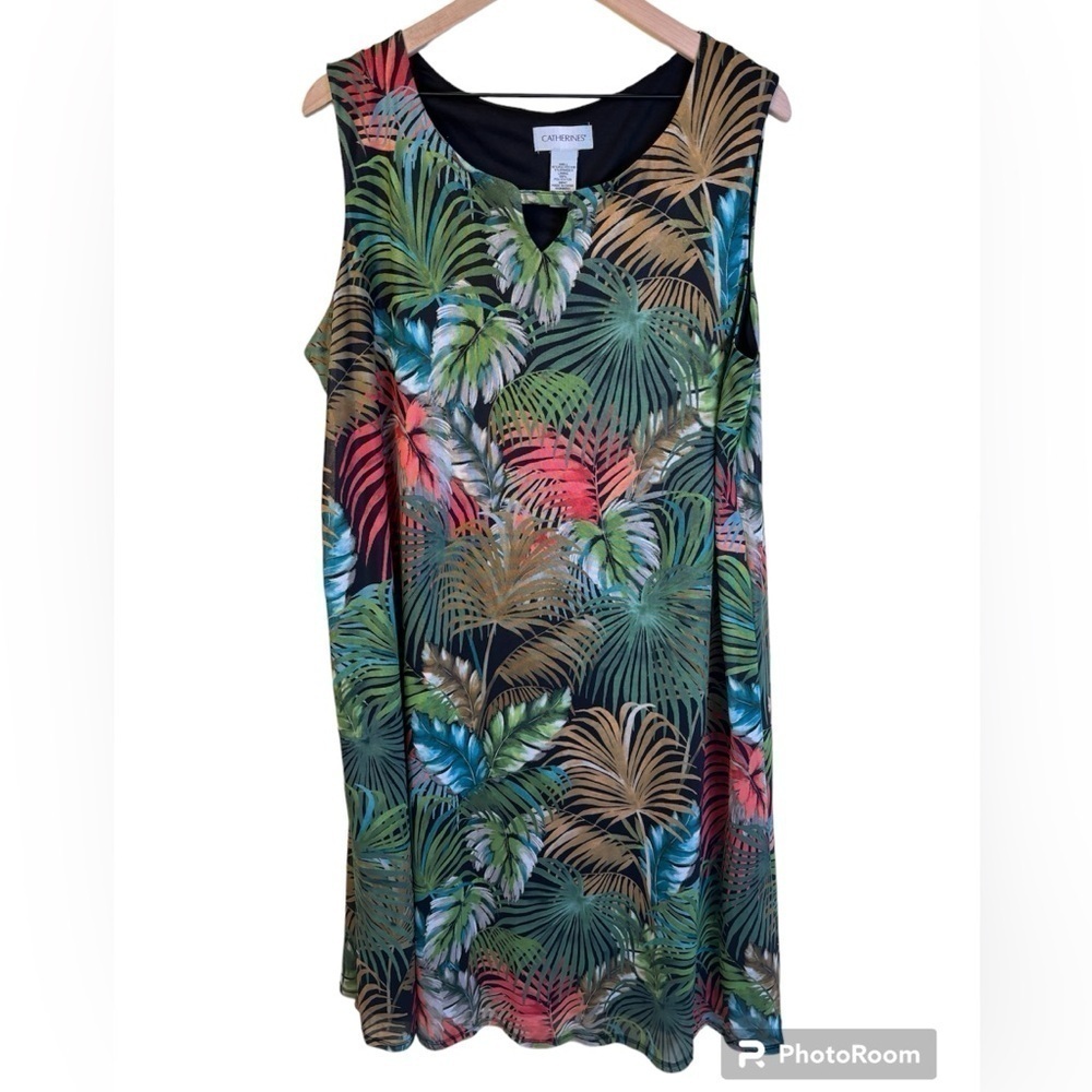 Catherines Promenade A-Line Dress Tropical Print Size 1X